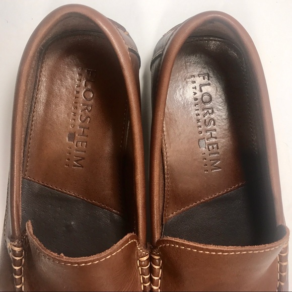 FLORSHEIM Jasper Venetian Slip On Brown Leather Loafers US 9